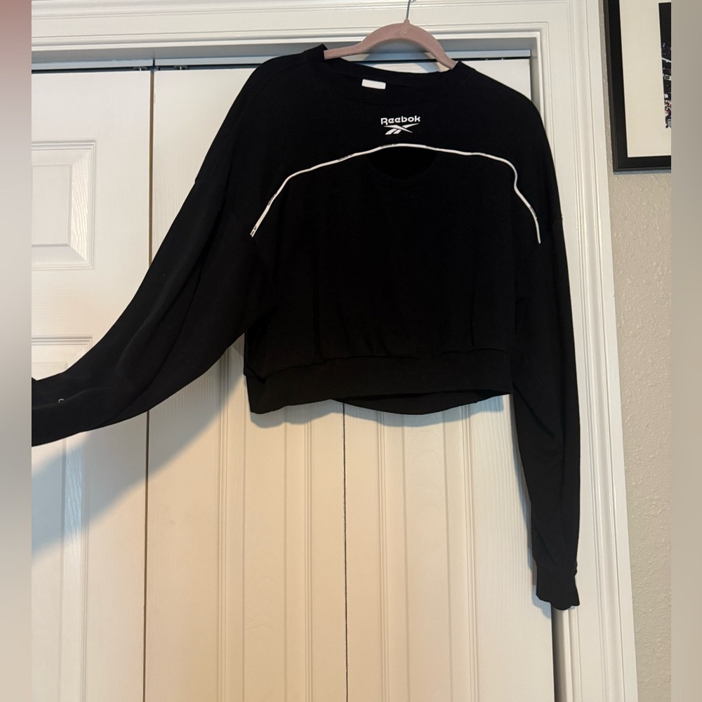 Reebok Black Cropped Sweatshirt with White Accents